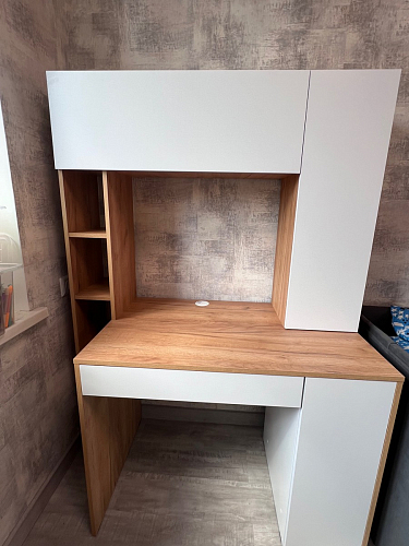 Письменный стол Комфорт 12.71 дуб золотой craft / белая аляска  - Уцененный экземпляр фото покупателя 65