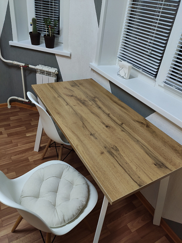 Стол Тринити Лофт 140 25 мм дуб делано темный / белый фото покупателя 81