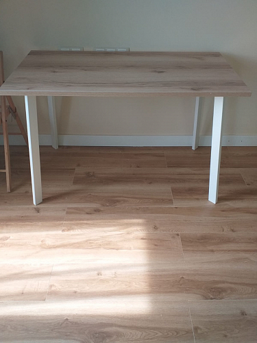 Стеклянный стол Фостер 120(160)х120х76 серый мрамор / черный фото покупателя 27