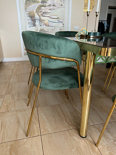 Стул на металлокаркасе Kamelia зеленый / золото фото покупателя 94