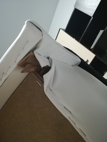 Диван Кельвин прямой рогожка серый / эко кожа черный со спальным местом 160 см фото покупателя 6