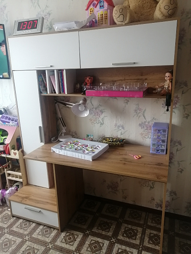 Письменный стол Лайт 03.243 дуб золотой (craft) / белый премиум фото покупателя 302