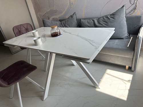 Керамический стол Вилли 140(200)х80 carmen light grey / черный фото покупателя 72