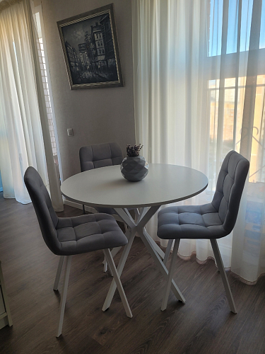 Стул на металлокаркасе Чилли К светло-серый велюр / черный каркас фото покупателя 36