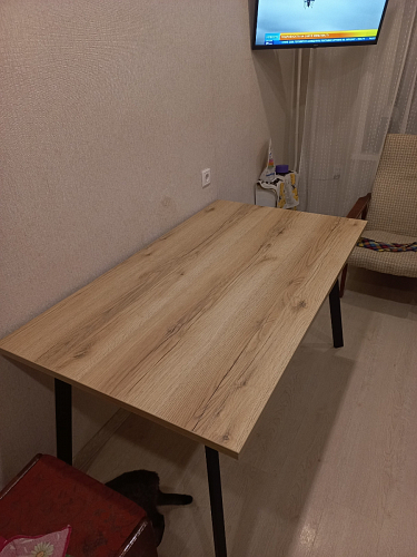 Стол Тринити Лофт 120 32 мм дуб галифакс табако / черный матовый фото покупателя 135