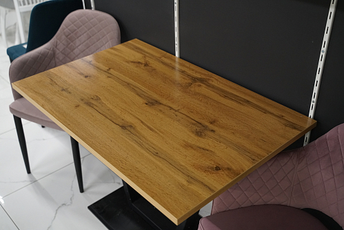 Стол на тумбе Мичиган Лофт 110х70 25 мм дуб делано темный / черный матовый из шоурума 3