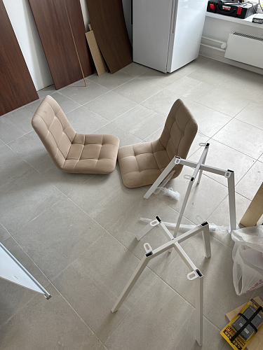 Стул на металлокаркасе Чилли К светло-серый велюр / черный каркас фото покупателя 284