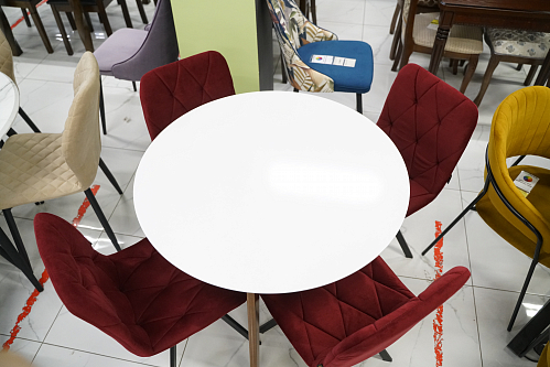 Стол обеденный Bosco D90 белый / натуральный из шоурума 3