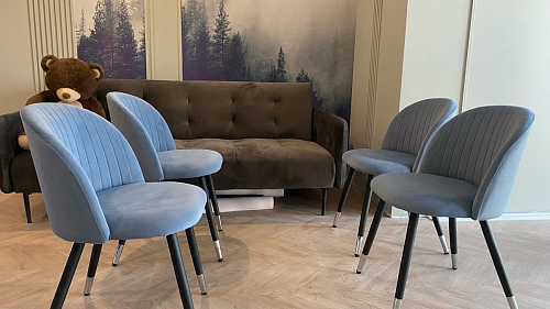 Стул на металлокаркасе Gabi 1 light blue / black / gold фото покупателя 70