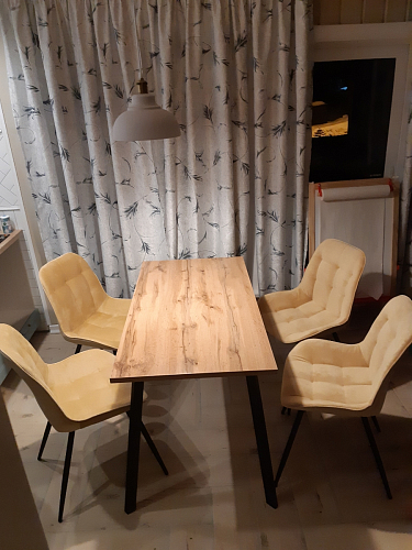 Стол Тринити Лофт 120 32 мм дуб галифакс табако / черный матовый фото покупателя 477