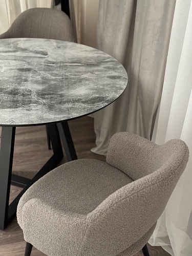 Стеклянный стол Норфолк d100 белый мрамор / черный фото покупателя 54