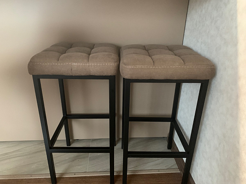 Барный стул Лофт кожзам темно-серый / черный матовый фото покупателя 69