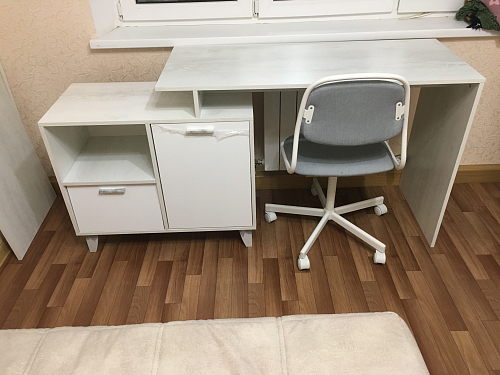 Письменный стол Эго Ст-2 на ножках дуб крафт золотой / камень темный фото покупателя 10