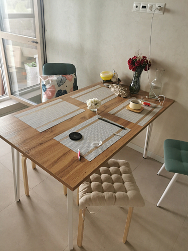 Стол Тринити Лофт 140 25 мм дуб делано темный / белый фото покупателя 45