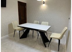 Керамический стол Ливи 140(200)х80х78 белый мрамор / черный фото покупателя 11