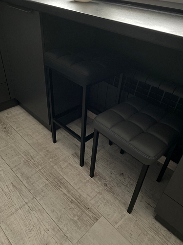 Барный стул Лофт кожзам темно-серый / черный матовый фото покупателя 168