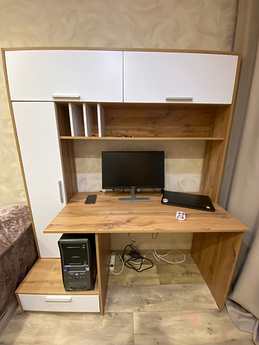 Письменный стол Лайт 03.243 дуб золотой (craft) / белый премиум фото покупателя 95