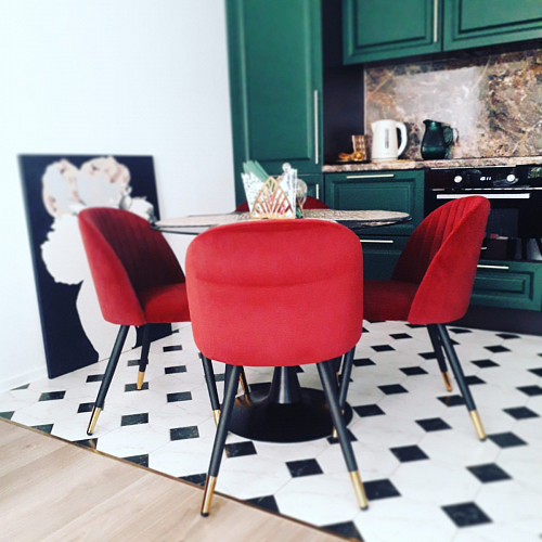 Стул на металлокаркасе Gabi 1 light purple / black / gold фото покупателя 251