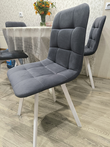 Стул на металлокаркасе Чилли синяя ткань / белый фото покупателя 369