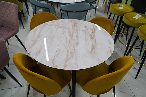 Стеклянный стол Анселм кианит / черный из шоурума 3