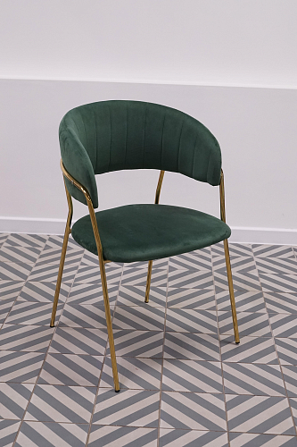 Стул на металлокаркасе Kamelia green / gold из шоурума 1