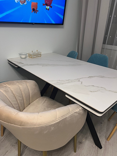 Керамический стол Вилли 140(200)х80 серый мрамор larka grey / черный фото покупателя 32