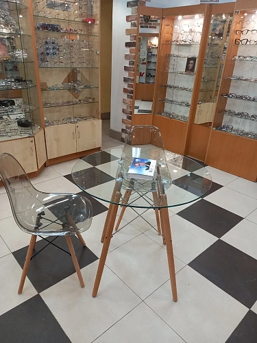 Стеклянный стол PT-151 80х80х76 clear glass / wood фото покупателя 9