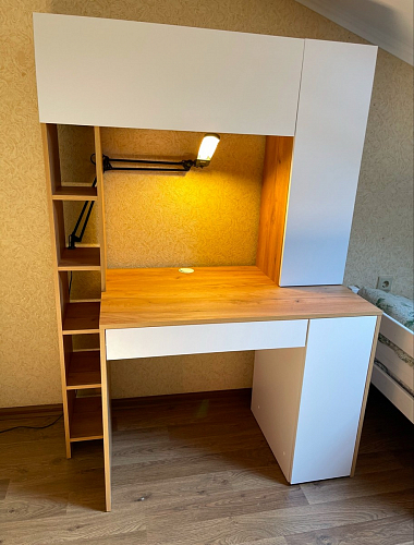 Письменный стол Комфорт 12.71 дуб золотой craft / белая аляска  - Уцененный экземпляр фото покупателя 119