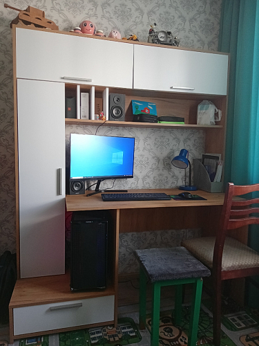 Письменный стол Лайт 03.243 дуб золотой (craft) / белый премиум фото покупателя 77