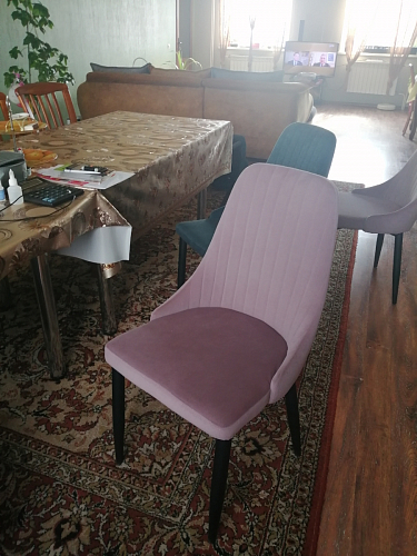 Стул на металлокаркасе Kora 1 light blue / white / black фото покупателя 13