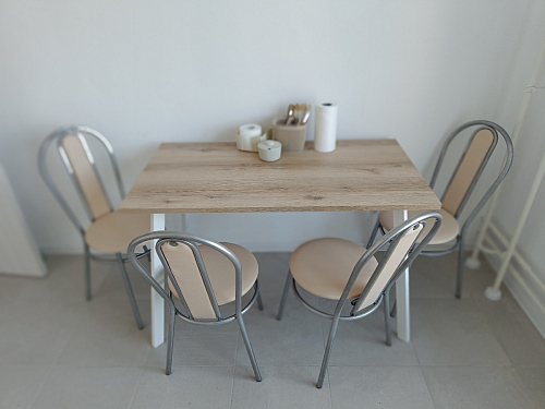 Стеклянный стол Фостер 120(160)х120х76 серый мрамор / черный фото покупателя 36