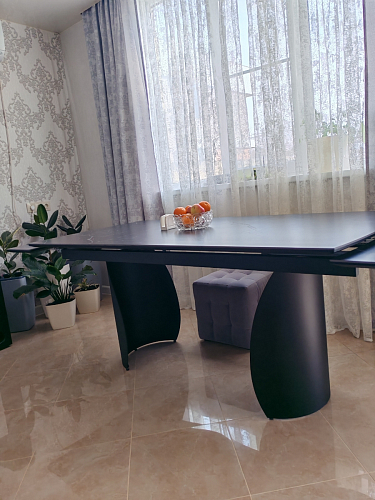 Керамический стол Готланд 180(240)x90 statuario titan gloss / белый фото покупателя 17
