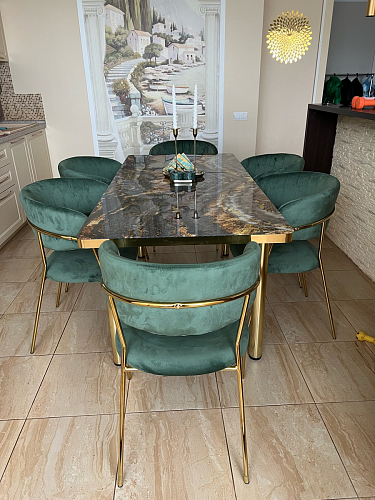 Стул на металлокаркасе Kamelia голубой / голубой / золотой фото покупателя 96