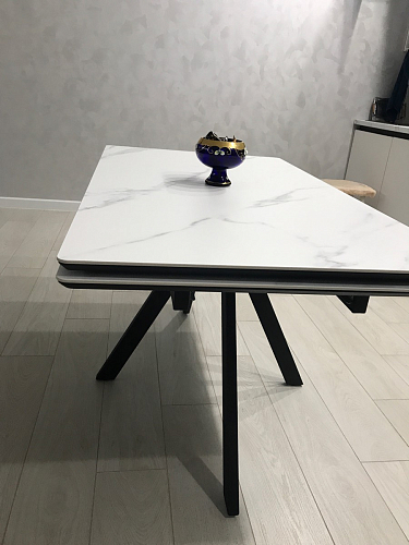Керамический стол Вилли 140(200)х80 carmen light grey / черный фото покупателя 18