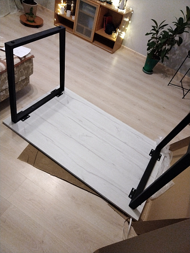 Деревянный стол Лота Лофт 140х80 черный матовый / бетон светлый фото покупателя 525