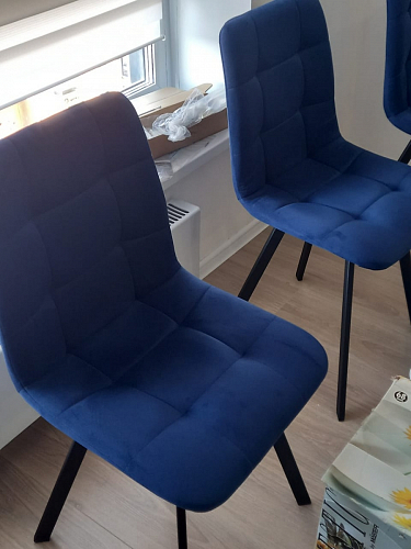 Стул на металлокаркасе Чилли синяя ткань / белый фото покупателя 225