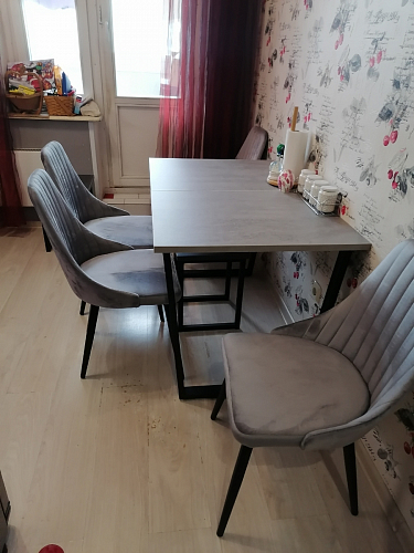 Деревянный стол Лота Лофт 140х80 черный матовый / бетон светлый фото покупателя 300