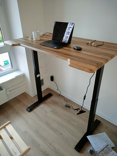 Компьютерный стол Маркос 140х80 голубой / черный фото покупателя 14