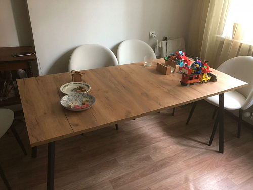 Стол Тринити Лофт 120 32 мм дуб галифакс табако / черный матовый фото покупателя 423