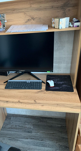 Письменный стол Лайт 03.243 дуб золотой (craft) / белый премиум фото покупателя 41