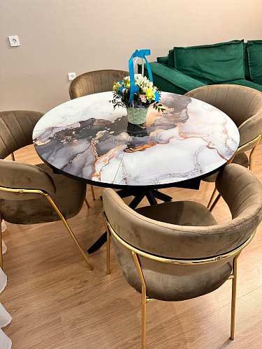 Стул на металлокаркасе Kamelia голубой / голубой / золотой фото покупателя 33