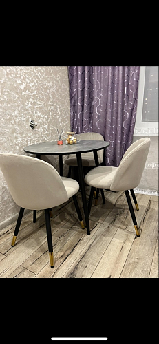 Стул на металлокаркасе Gabi 1 light blue / black / gold фото покупателя 277