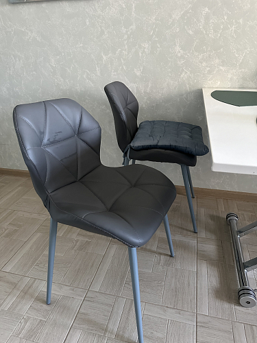 Стул на металлокаркасе Вальд экокожа черный / черный глянец фото покупателя 4