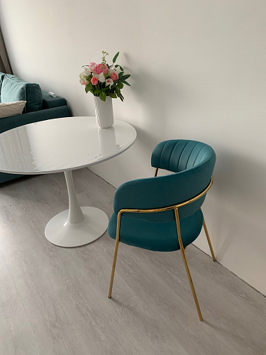 Стул на металлокаркасе Kamelia голубой / голубой / золотой фото покупателя 30