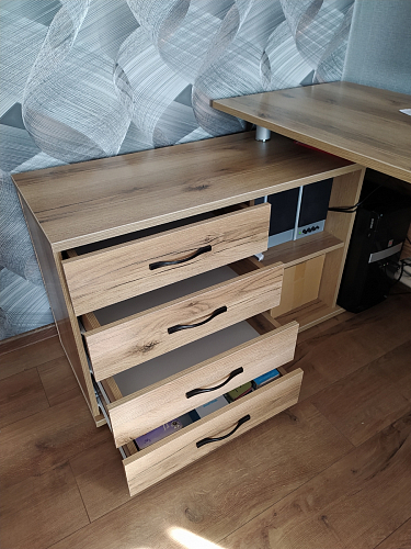 Компьютерный стол КСТ-109П правый дуб сонома / белый фото покупателя 19