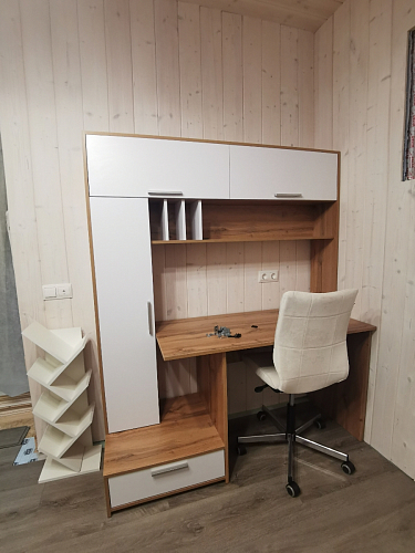 Письменный стол Лайт 03.243 дуб золотой (craft) / белый премиум фото покупателя 167