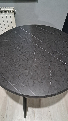 Стеклянный стол Абилин 100(140)х100х76 мрамор черный / черный матовый фото покупателя 36