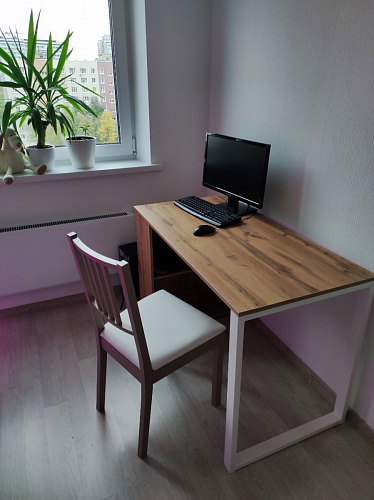 Письменный стол Битти Лофт 116х60х75 дуб делано светлый / белый матовый фото покупателя 13