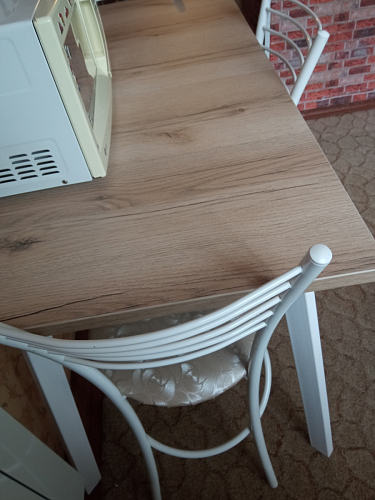 Стеклянный стол Фостер 120(160)х120х76 серый мрамор / черный фото покупателя 9