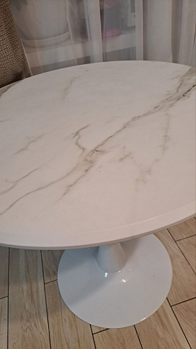 Стол Тулип 90х73 белый мрамор / золото фото покупателя 68